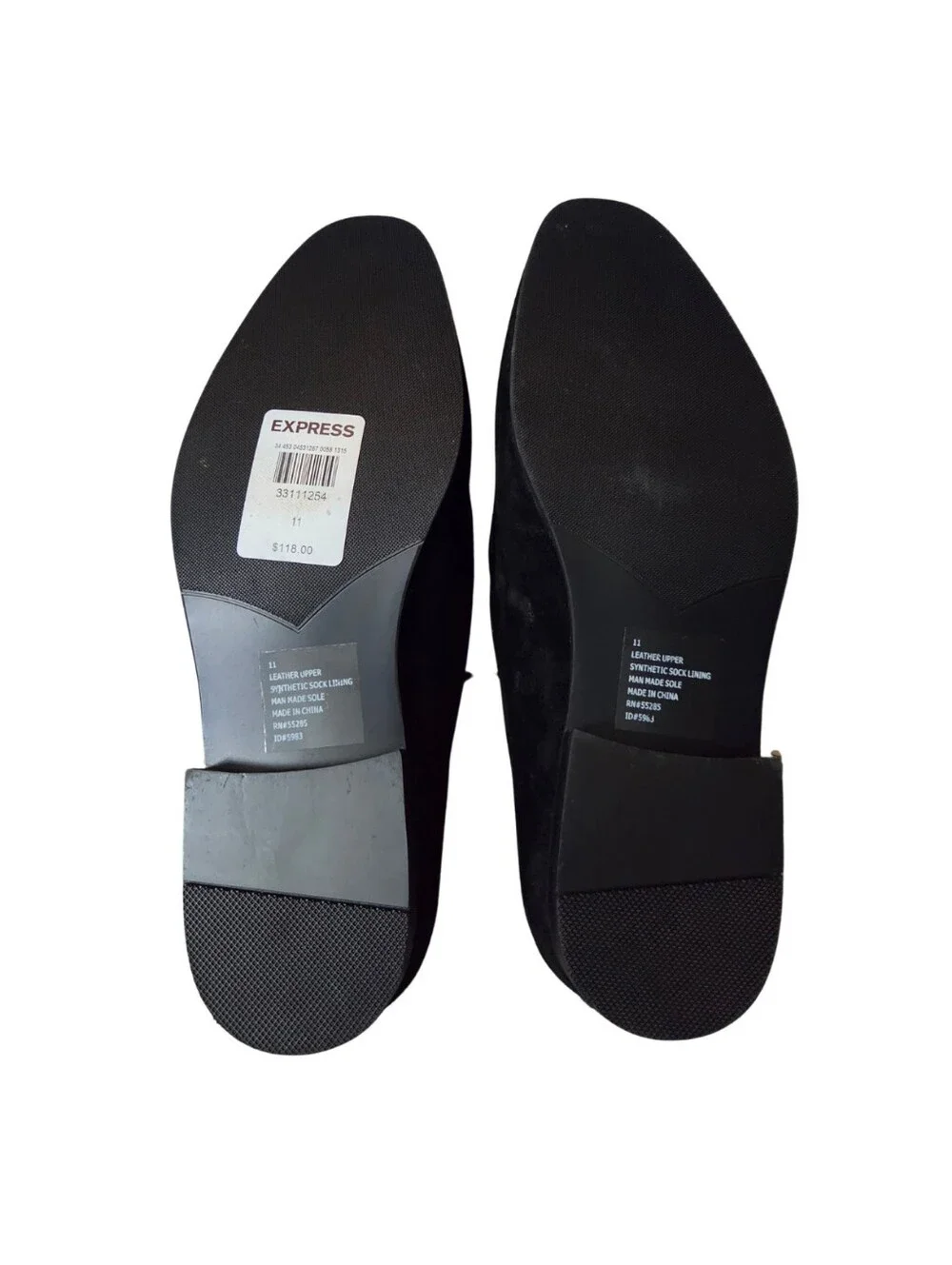 Express Suede Loafers Mens 11 Black Leather Preppy Old Money Academia Office